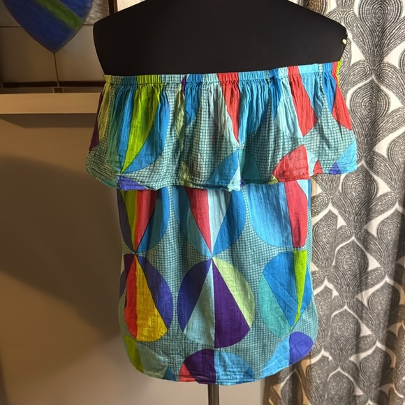 Oliphant Textured Geometric Ruffle Blouse SZ XS - Picture 5 of 9